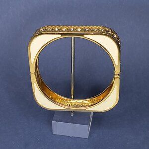 Hinged Rectangle Chunky Bangle Cuff Bracelet Casual Statement Glam Diva Size 7"